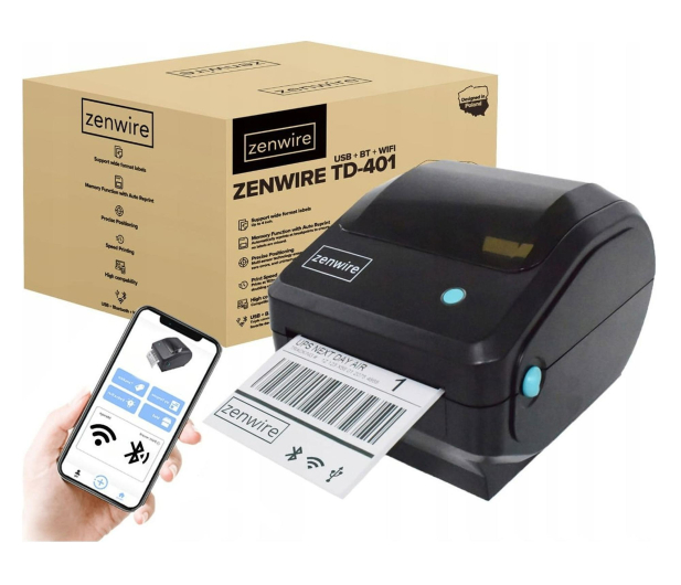 Zenwire Mini Drukarka Etykiet Samoprzylepnych 100x150 Wifi BT TD-401 - 1604643 - zdjęcie